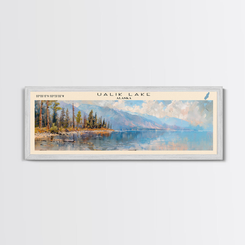 Washoe Lake Nevada Panoramic Wall Art, Framed Canvas Print, Lake House Decor, Travel Poster, Beautiful Lake Scene, Bedroom Decor