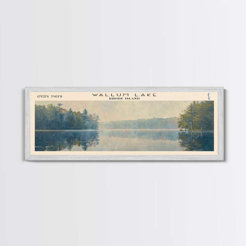 Wallum Lake Rhode Island Panoramic Wall Art, Framed Canvas Print, Lake House Decor, Travel Poster, Scenic Lake Scene, Living Room Art