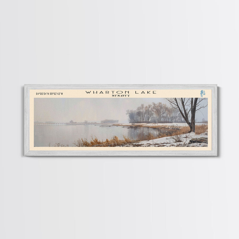 Wharton Lake Panoramic Wall Art, Framed Canvas Print, Lake House Decor, Travel Poster, Beautiful Lake Scene, Living Room Art