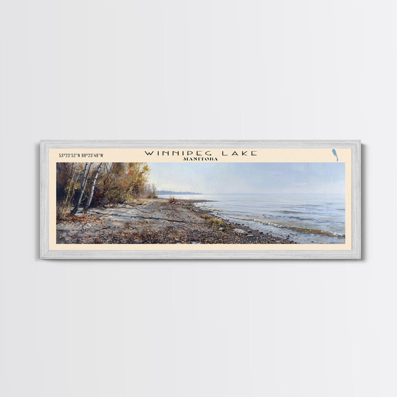 Winnipeg Lake Michigan Panoramic Wall Art, Framed Canvas Print, Lake House Decor, Travel Poster, Scenic Lake Scene, Bedroom Decor