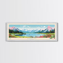 Amanka Lake Alaska Framed Canvas Print, Panoramic Wall Art, Midcentury Modern, Pop Art, Travel Poster, Living Room Art