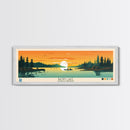 Basin Lake Saskatchewan Framed Canvas Print, Panoramic Wall Art, Midcentury Modern Lake House Decor, Pop Art, Travel Poster, Scenic Living Room Art