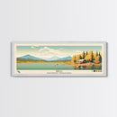 Birch Northwest Territories Framed Canvas Print, Panoramic Wall Art, Midcentury Modern, Pop Art, Travel Poster, Scenic Living Room Decor, Lake House Art