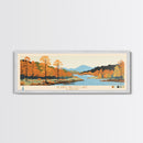Blairs Valley Lake Maryland Framed Canvas Print, Panoramic Travel Poster, Midcentury Modern Wall Art, Pop Art, Nature Bedroom Art, Scenic Lake House Decor