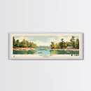 Carters Lake Georgia Framed Canvas Print, Pop Art Panoramic Travel Poster, Midcentury Modern, Wall Art, Scenic Nature Painting, Bedroom Decor, Living Room Art