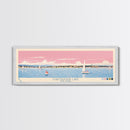 Chautauqua Lake New York Framed Canvas Print, Pop Art Panoramic Travel Poster, Midcentury Modern, Wall Art, Scenic Nature Painting, Bedroom Decor, Living Room Art