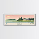Crean Lake Saskatchewan Framed Canvas Print, Midcentury Modern Panoramic Wall Art, Living Room Decor, Pop Art, Travel Poster Art, Scenic Nature Painting, Lake House Decor