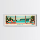 DeQueen Lake Arkansas Framed Canvas Print, Midcentury Modern Panoramic Wall Art, Living Room Decor, Pop Art, Travel Poster Art, Scenic Nature Painting