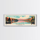 Gouldsboro Lake Pennsylvania Framed Canvas Print, Panoramic Wall Art, Midcentury Modern, Pop Art, Living Room Wall Art, Travel Poster, Nature Painting, Home Decor