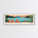 Jordan Pond Maine Framed Canvas Print, Panoramic Wall Art, Midcentury Modern, Pop Art, Bedroom Decor, Travel Poster, Artistic Home Decor