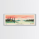 Kakisa Lake Northwest Territories Framed Canvas Print, Panoramic Art, Midcentury Modern, Pop Art, Living Room Decor, Travel Poster, Lake House Decor