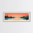 Lac De Gras Northwest Framed Canvas Print, Panoramic Wall Art, Midcentury Modern, Pop Art, Bedroom Decor, Travel Poster, Living Room Art