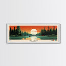 Lake Abitibi Ontario Framed Canvas Print, Panoramic Art, Midcentury Modern, Pop Art, Living Room Wall Art, Travel Poster, Lake House Decor