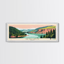 Lake Billy Chinook Oregon Framed Canvas Print, Panoramic Wall Art, Midcentury Modern, Pop Art, Living Room Decor, Travel Poster, Bedroom Art