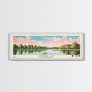 Lake Burntside Framed Canvas Print, Panoramic Art, Midcentury Modern, Pop Art, Living Room Wall Art, Travel Poster, Lake House Decor