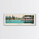 Lake Burton Georgia Framed Canvas Print, Panoramic Wall Art, Midcentury Modern, Pop Art, Bedroom Decor, Travel Poster, Living Room Art