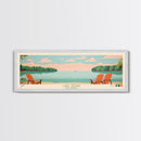 Lake Gerar Delaware Framed Canvas Print, Panoramic Wall Art, Midcentury Modern, Pop Art, Bedroom Decor, Travel Poster, Living Room Art