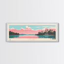 Lake Martin Alabama Framed Canvas Print, Panoramic Wall Art, Midcentury Modern, Pop Art, Living Room Decor, Travel Poster