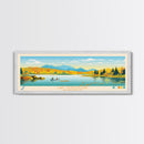 Lake Monomonac Massachusetts Framed Canvas Print, Panoramic Wall Art, Midcentury Modern, Pop Art, Bedroom Art, Travel Poster, Lake House Decor