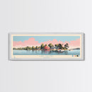 Lake Oconee Georgia Framed Canvas Print, Panoramic Wall Art, Midcentury Modern, Pop Art, Living Room Decor, Travel Poster, Lake House Art