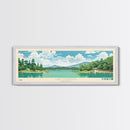 Lake Ouachita Arkansas Framed Canvas Print, Panoramic Wall Art, Midcentury Modern, Pop Art, Living Room Decor, Travel Poster, Lake House Art