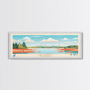 Lake Poinsett South Dakota Framed Canvas Print, Panoramic Wall Art, Midcentury Modern, Pop Art, Bedroom Art, Travel Poster, Lake House Decor
