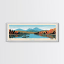 Lake Saint Catherine Vermont Framed Canvas Print, Panoramic Wall Art, Midcentury Modern, Pop Art, Living Room Decor, Travel Poster, Lake House Art
