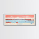 Lake Sakakawea North Dakota Framed Canvas Print, Panoramic Wall Art, Midcentury Modern, Pop Art, Living Room Decor, Travel Poster, Lake House Art