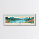 Lake Sonoma California Framed Canvas Print, Panoramic Wall Art, Midcentury Modern, Pop Art, Living Room Decor, Travel Poster, Lake House Art