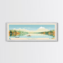 Lake Tewaukon North Dakota Framed Canvas Print, Panoramic Wall Art, Midcentury Modern, Pop Art, Living Room Decor, Travel Poster, Lake House Art