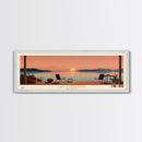 Lake Thunderbird Oklahoma Framed Canvas Print, Panoramic Wall Art, Midcentury Modern, Pop Art, Living Room Decor, Travel Poster, Lake House Art