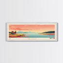 Lake Upsilon, North Dakota Panoramic Wall Art Framed Canvas Print, Midcentury Modern, Pop Art, Home Decor, Travel Poster, Living Room Art