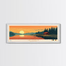 Lake Vermilion, Minneapolis Panoramic Wall Art Framed Canvas Print, Midcentury Modern, Pop Art, Home Decor, Travel Poster, Bedroom Art