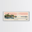 Lake Wylie, South Carolina Panoramic Wall Art Framed Canvas Print, Midcentury Modern, Pop Art, Home Decor, Travel Poster, Living Room Art