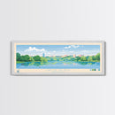Lake of the Isles Minneapolis Framed Canvas Print, Panoramic Wall Art, Midcentury Modern, Pop Art, Living Room Decor, Travel Poster, Lake House Art