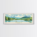 Maidstone Lake, Vermont Panoramic Wall Art Framed Canvas Print, Midcentury Modern, Pop Art, Home Decor, Travel Poster, Bedroom Art