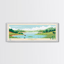 Medina Lake, Texas Panoramic Wall Art Framed Canvas Print, Midcentury Modern, Pop Art, Home Decor, Travel Poster, Bedroom Art
