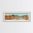 Mono Lake, California Framed Canvas Print, Panoramic Wall Art, Midcentury Modern, Pop Art, Home Decor, Travel Poster, Living Room Art