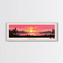 Navajo Lake, New Mexico Framed Canvas Print, Panoramic Wall Art, Midcentury Modern, Pop Art, Home Decor, Travel Poster, Living Room Art