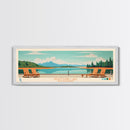 Newfound Lake, New Hampshire Framed Canvas Print, Panoramic Wall Art, Midcentury Modern, Pop Art, Home Decor, Travel Poster, Living Room Art