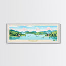 Norris Lake, Tennessee Framed Canvas Print, Panoramic Wall Art, Midcentury Modern, Pop Art, Home Decor, Travel Poster, Living Room Art
