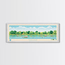 Olney Pond, Rhode Island Framed Canvas Print, Panoramic Wall Art, Midcentury Modern, Pop Art, Home Decor, Travel Poster, Living Room Art