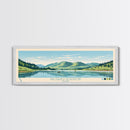 Palisades Reservoir, Idaho Framed Canvas Print, Panoramic Wall Art, Midcentury Modern, Pop Art, Home Decor, Travel Poster, Living Room Art