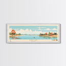 Perry Lake, Kansas Framed Canvas Print, Panoramic Wall Art, Midcentury Modern, Pop Art, Home Decor, Travel Poster, Living Room Art