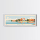 Philpott Lake, Virginia Framed Canvas Print, Panoramic Wall Art, Midcentury Modern, Pop Art, Home Decor, Travel Poster, Living Room Art