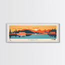 Sechrist Lake, Indiana Framed Canvas Print, Panoramic Travel Poster, Midcentury Modern Art, Living Room Decor, Pop Art, Wall Decoration