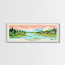 Shenango River Lake, Pennsylvania Framed Canvas Print, Panoramic Travel Poster, Midcentury Modern Art, Wall Art, Pop Art, Home Decoration