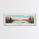 Stillwater Lake, Pennsylvania Framed Canvas Print, Lake House Decor, Midcentury Modern Art, Pop Art, Travel Poster, Bedroom Wall Art