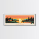 Tathlina Lake, Northwest Territories Framed Canvas Print, Lake House Art, Midcentury Modern Decor, Pop Art, Travel Poster, Wall Art