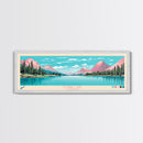 Tenaya Lake, California Framed Canvas Print, Lake House Decor, Midcentury Modern Art, Pop Art, Travel Poster, Living Room Wall Art